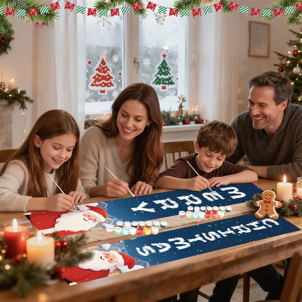 Paint by Numbers Front Door Hanging Banners - Santa Cheer