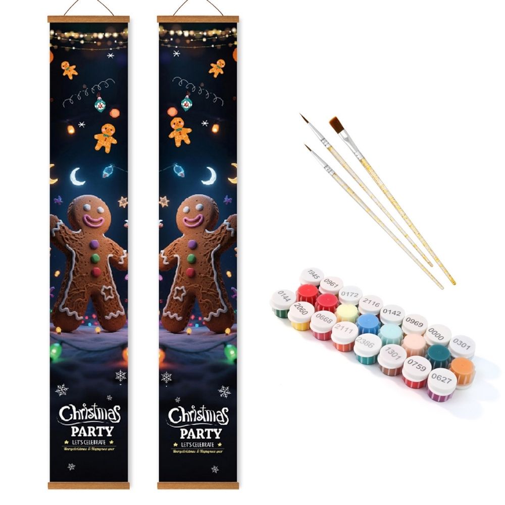Paint by Numbers Front Door Hanging Banners - Gingerbread Fun