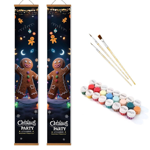Paint by Numbers Front Door Hanging Banners - Gingerbread Fun