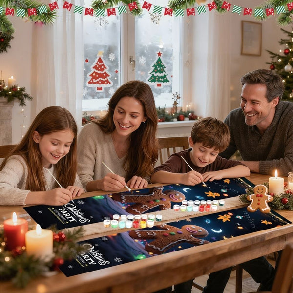 Paint by Numbers Front Door Hanging Banners - Gingerbread Fun