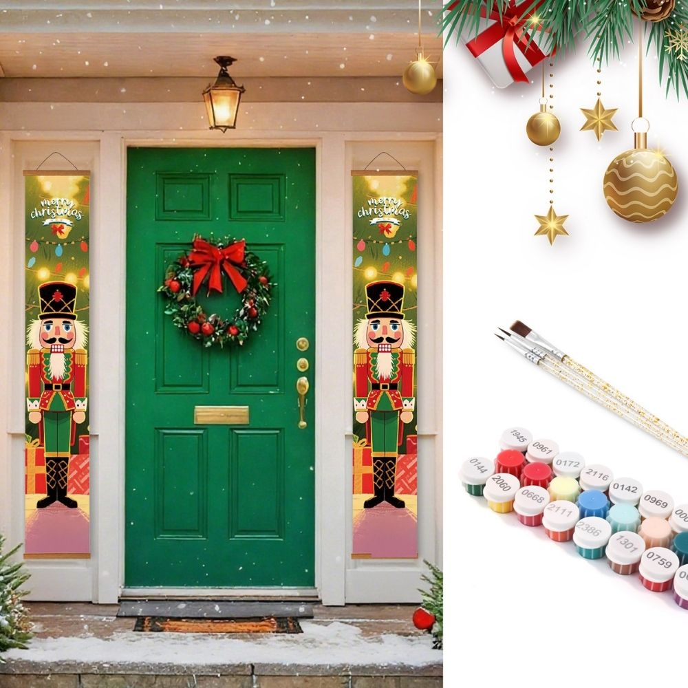 Paint by Numbers Front Door Hanging Banners - Twinkling Lights Figured'Art