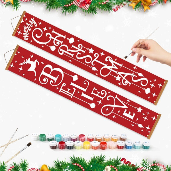 Paint by Numbers Front Door Hanging Banners - Believe in Christmas Magic