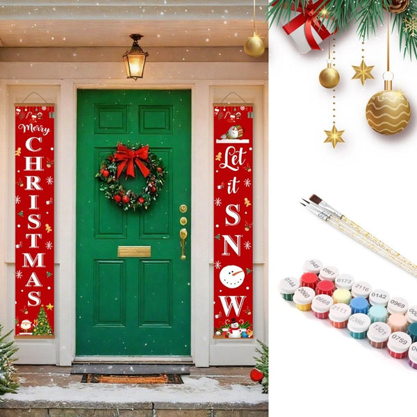 Paint by Numbers Front Door Hanging Banners - Let It Snow Figured'Art