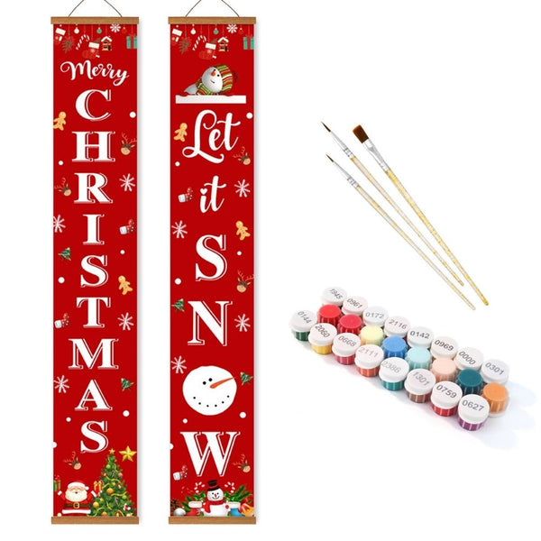 Paint by Numbers Front Door Hanging Banners - Let It Snow