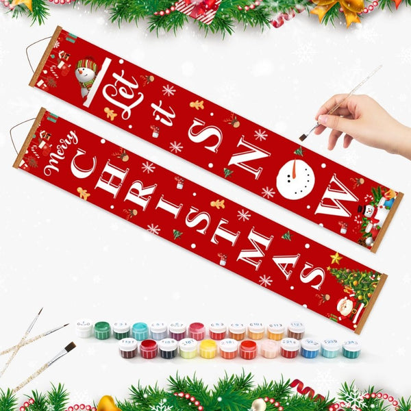 Paint by Numbers Front Door Hanging Banners - Let It Snow