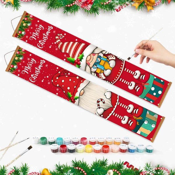 Paint by Numbers Front Door Hanging Banners - Gnomes and Candy Cane