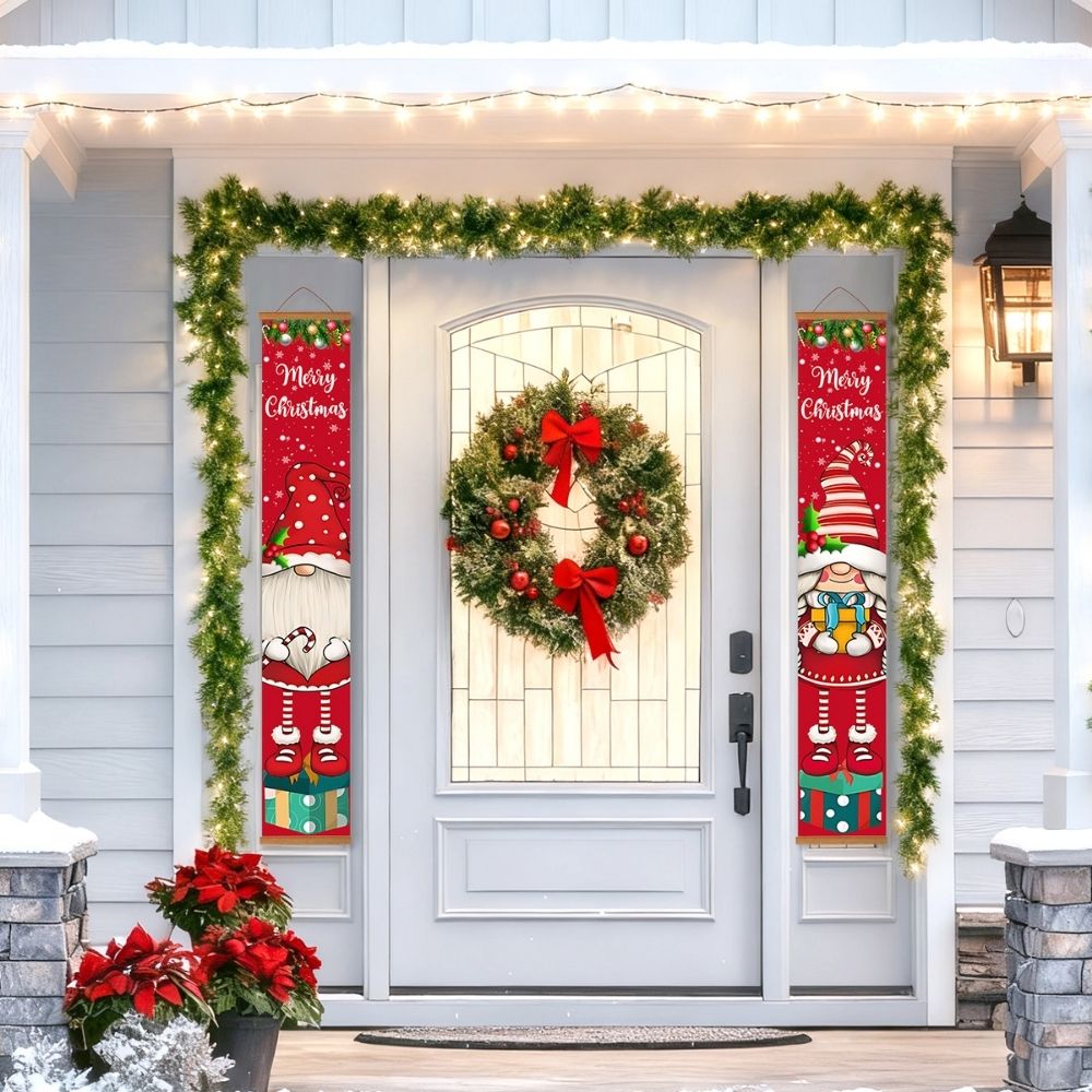 Paint by Numbers Front Door Hanging Banners - Gnomes and Candy Cane