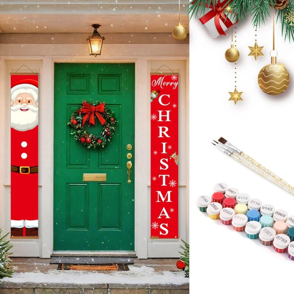 Paint by Numbers Front Door Hanging Banners - Classic Santa Figured'Art