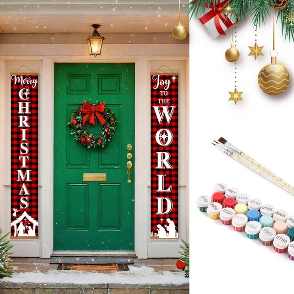 Paint by Numbers Front Door Hanging Banners - Christmas World Figured'Art