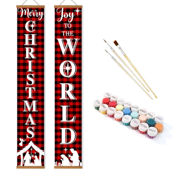 Paint by Numbers Front Door Hanging Banners - Christmas World
