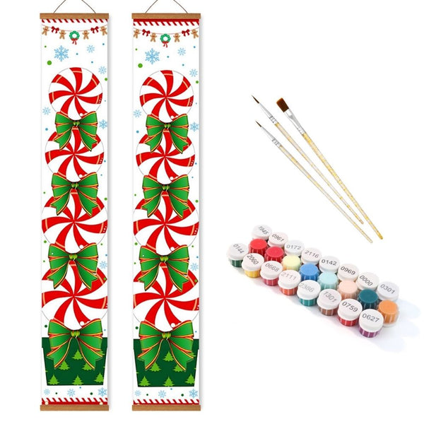 Paint by Numbers Front Door Hanging Banners - Christmas Wreath