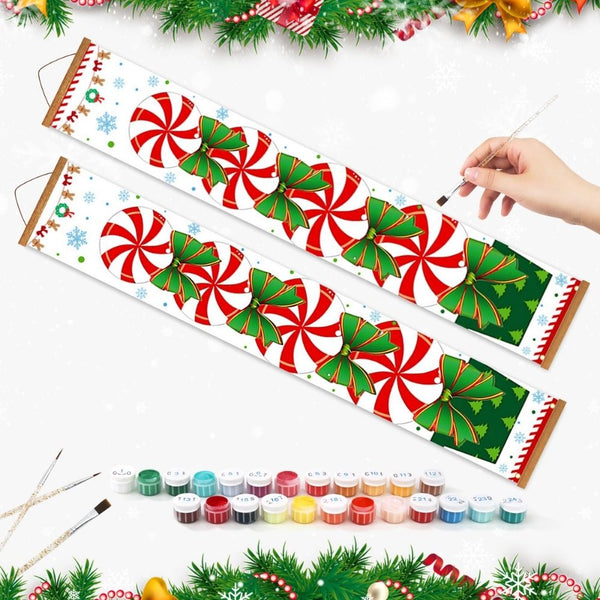 Paint by Numbers Front Door Hanging Banners - Christmas Wreath