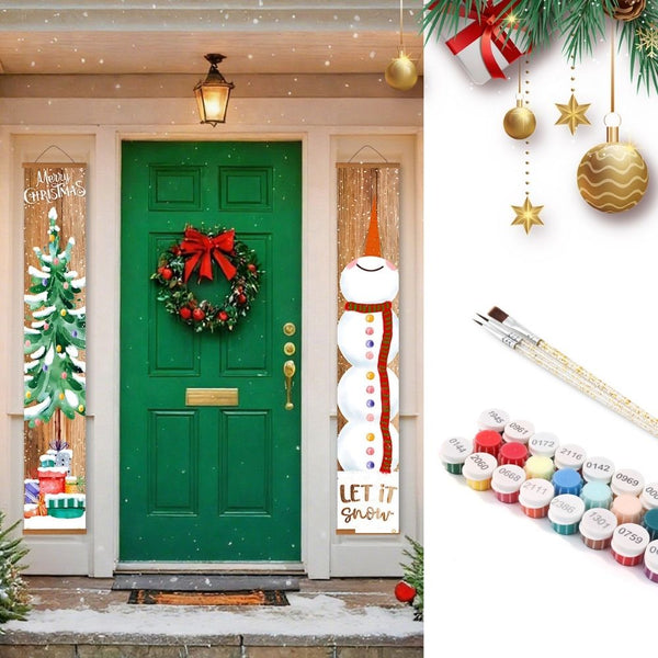 Paint by Numbers Front Door Hanging Banners - Vintage Christmas Figured'Art
