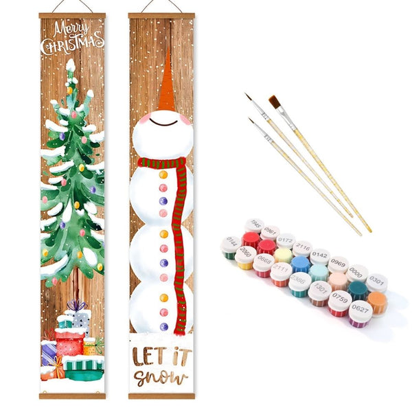 Paint by Numbers Front Door Hanging Banners - Vintage Christmas