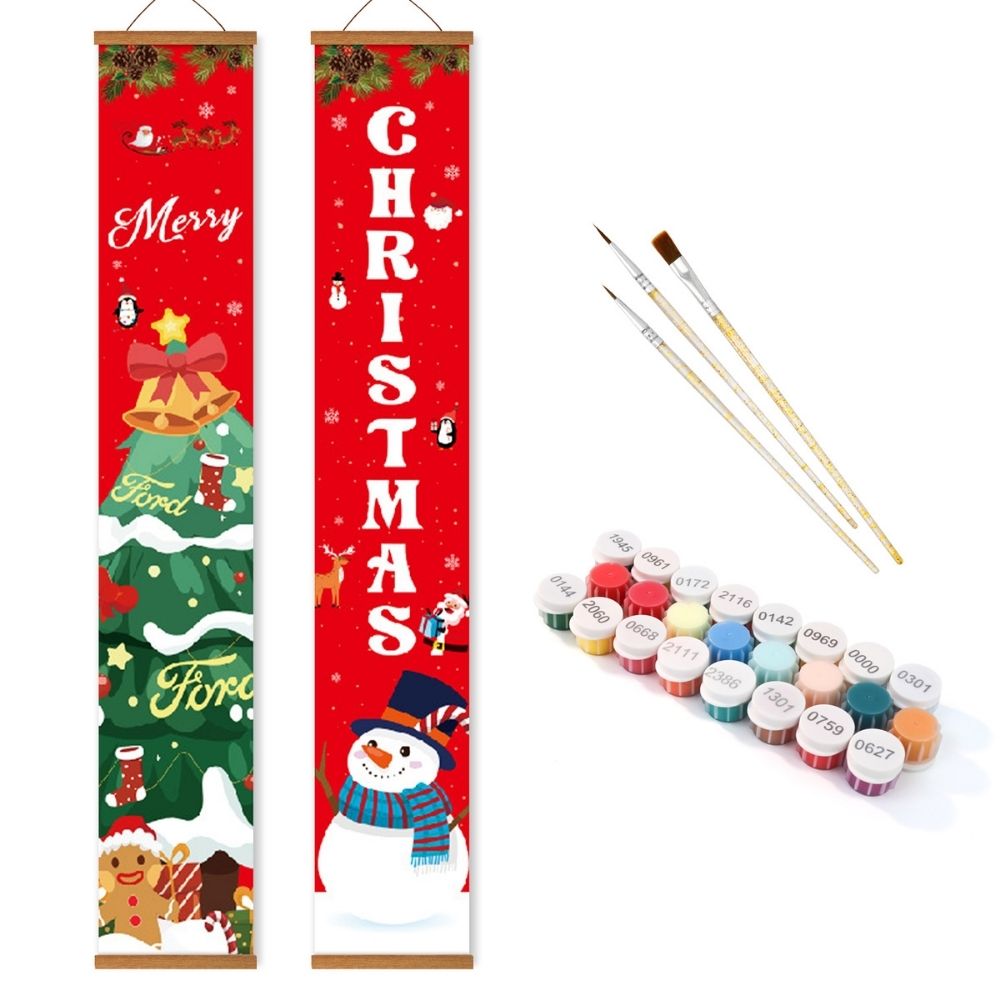 Paint by Numbers Front Door Hanging Banners - Christmas Eve