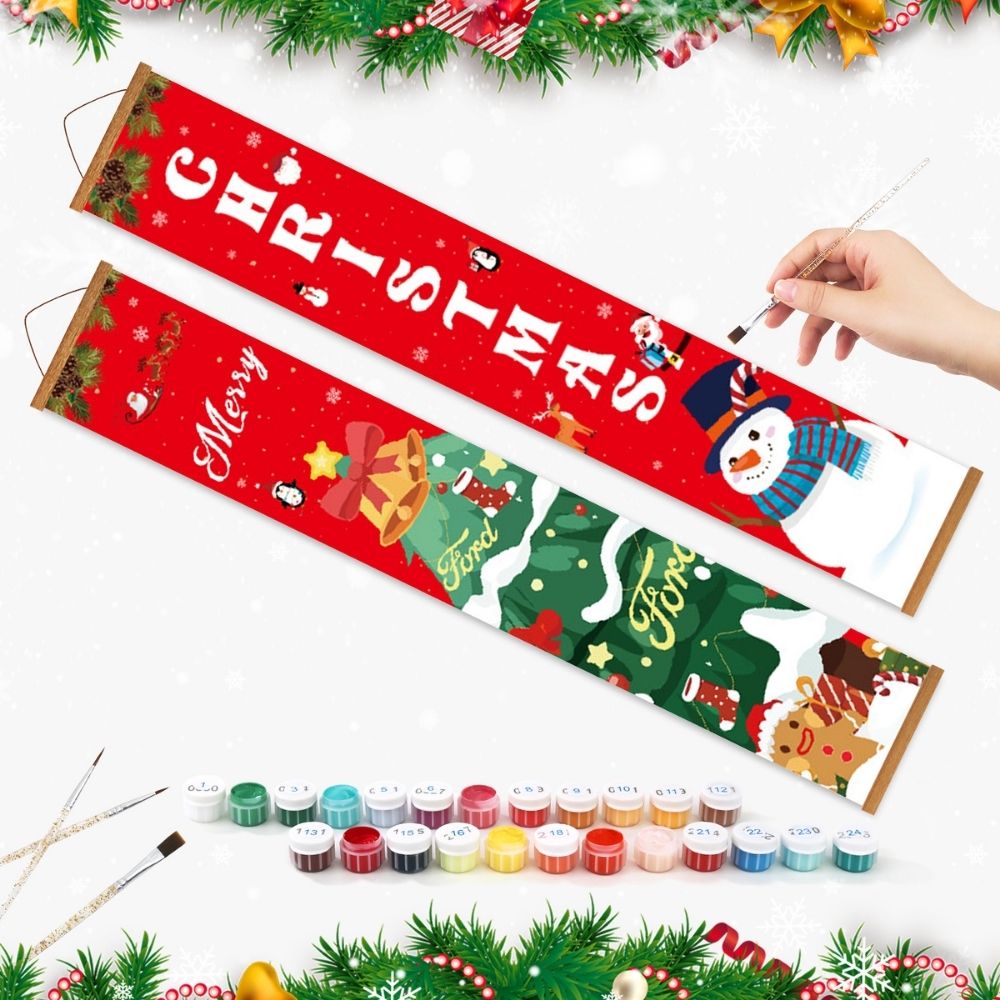 Paint by Numbers Front Door Hanging Banners - Christmas Eve