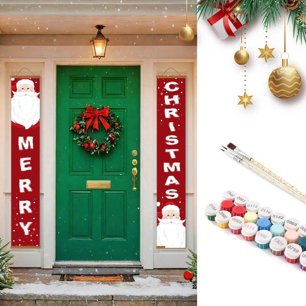 Paint by Numbers Front Door Hanging Banners - Jolly Santa Figured'Art