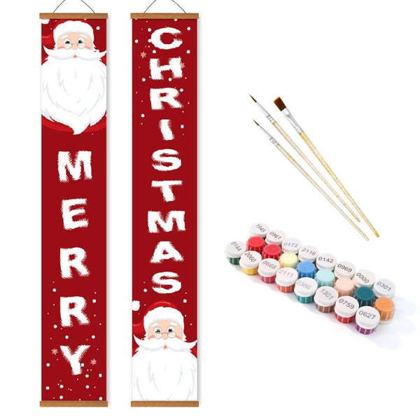Paint by Numbers Front Door Hanging Banners - Jolly Santa