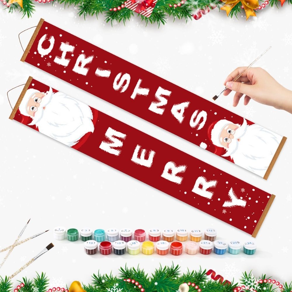 Paint by Numbers Front Door Hanging Banners - Jolly Santa