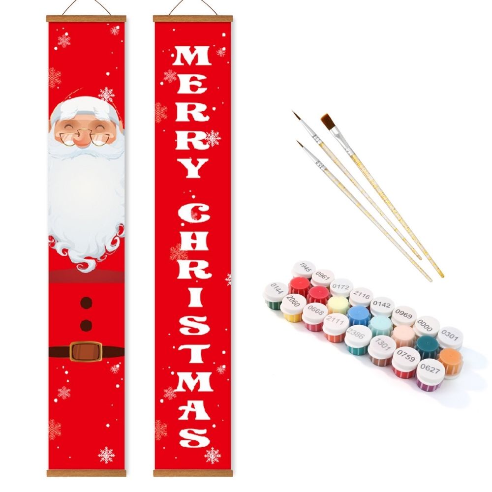 Paint by Numbers Front Door Hanging Banners - Merry Santa