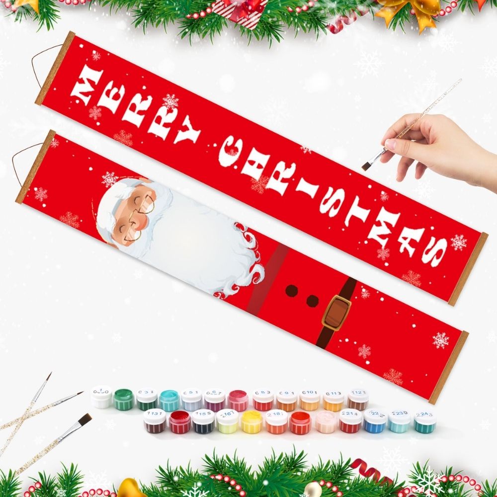 Paint by Numbers Front Door Hanging Banners - Merry Santa