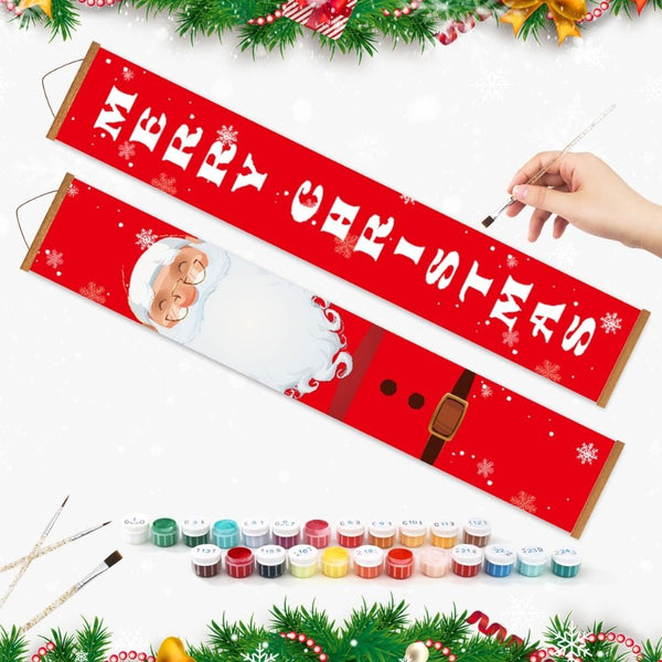 Paint by Numbers Front Door Hanging Banners - Merry Santa
