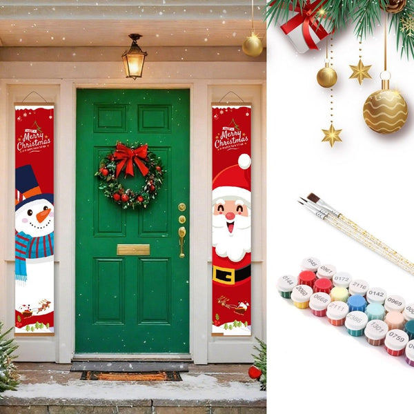 Paint by Numbers Front Door Hanging Banners - Cozy Snowman Figured'Art