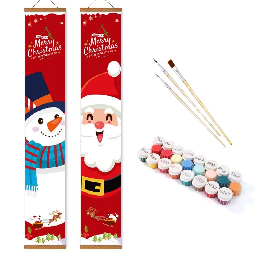 Paint by Numbers Front Door Hanging Banners - Cozy Snowman