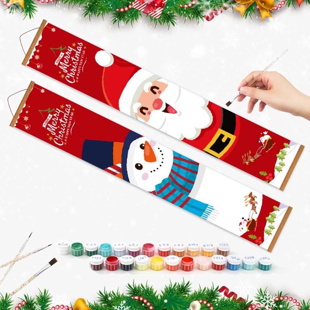Paint by Numbers Front Door Hanging Banners - Cozy Snowman