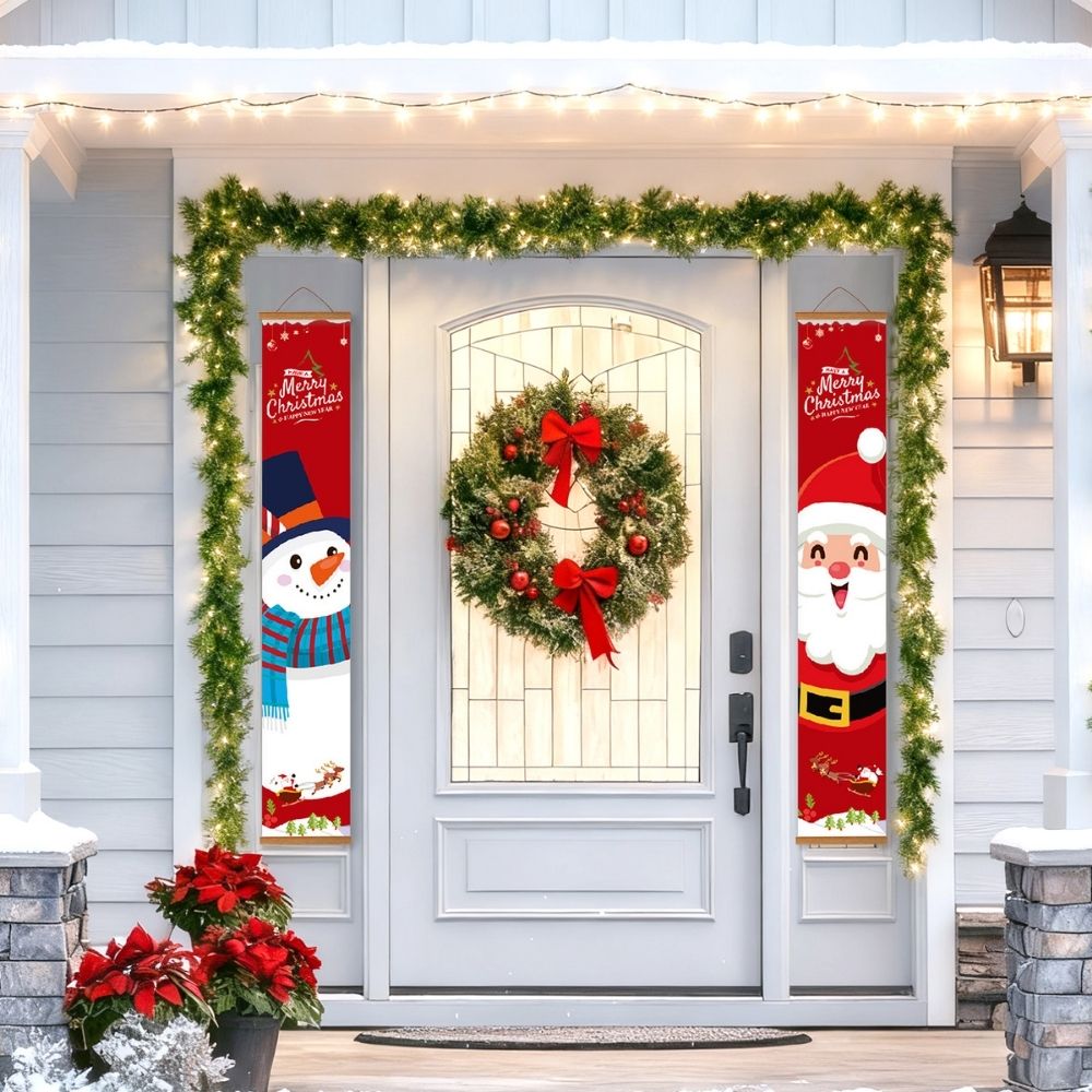 Paint by Numbers Front Door Hanging Banners - Cozy Snowman