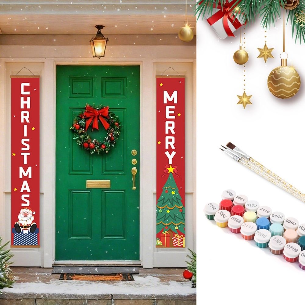 Paint by Numbers Front Door Hanging Banners - Christmas Tree Figured'Art