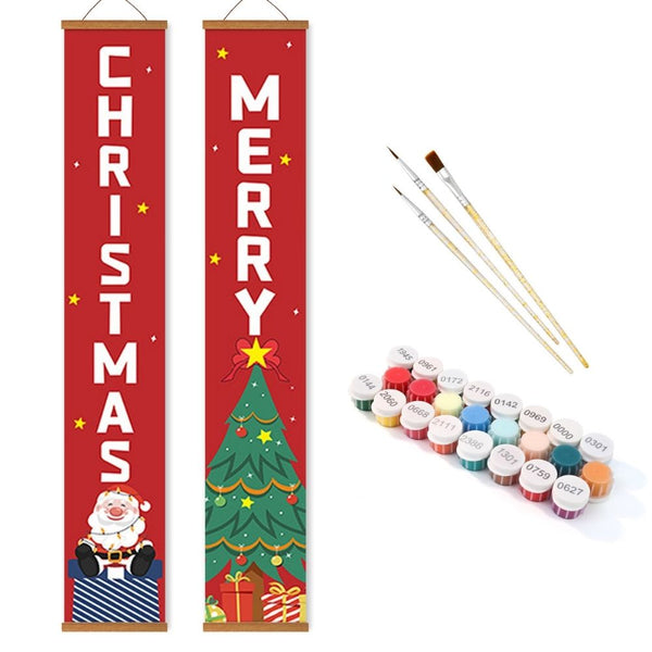 Paint by Numbers Front Door Hanging Banners - Christmas Tree