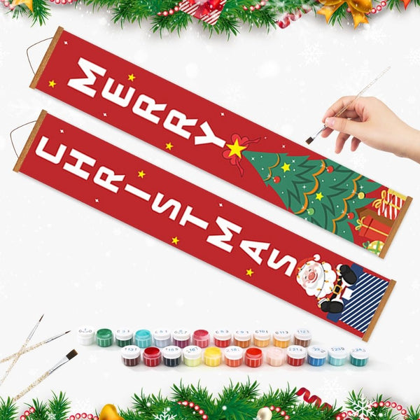 Paint by Numbers Front Door Hanging Banners - Christmas Tree