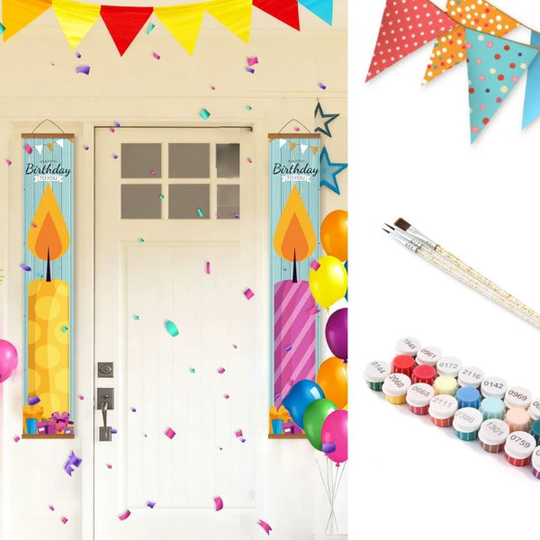 Paint by Numbers Front Door Hanging Banners - Birthday Festoon 1 Figured'Art