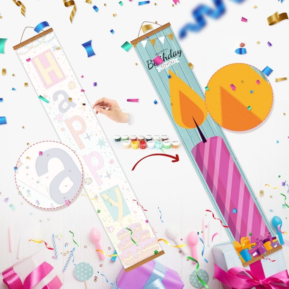 Paint by Numbers Front Door Hanging Banners - Birthday Festoon 1