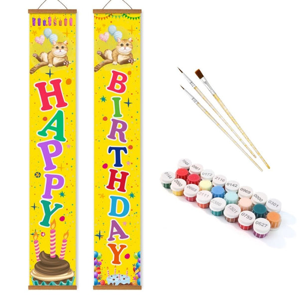 Paint by Numbers Front Door Hanging Banners - Happy Flags