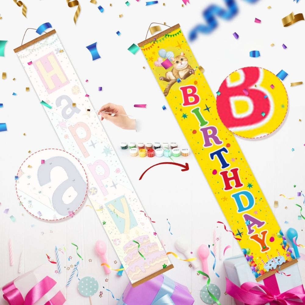 Paint by Numbers Front Door Hanging Banners - Happy Flags