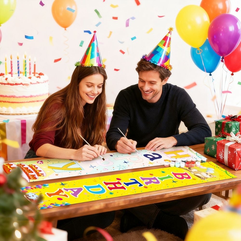 Paint by Numbers Front Door Hanging Banners - Happy Flags