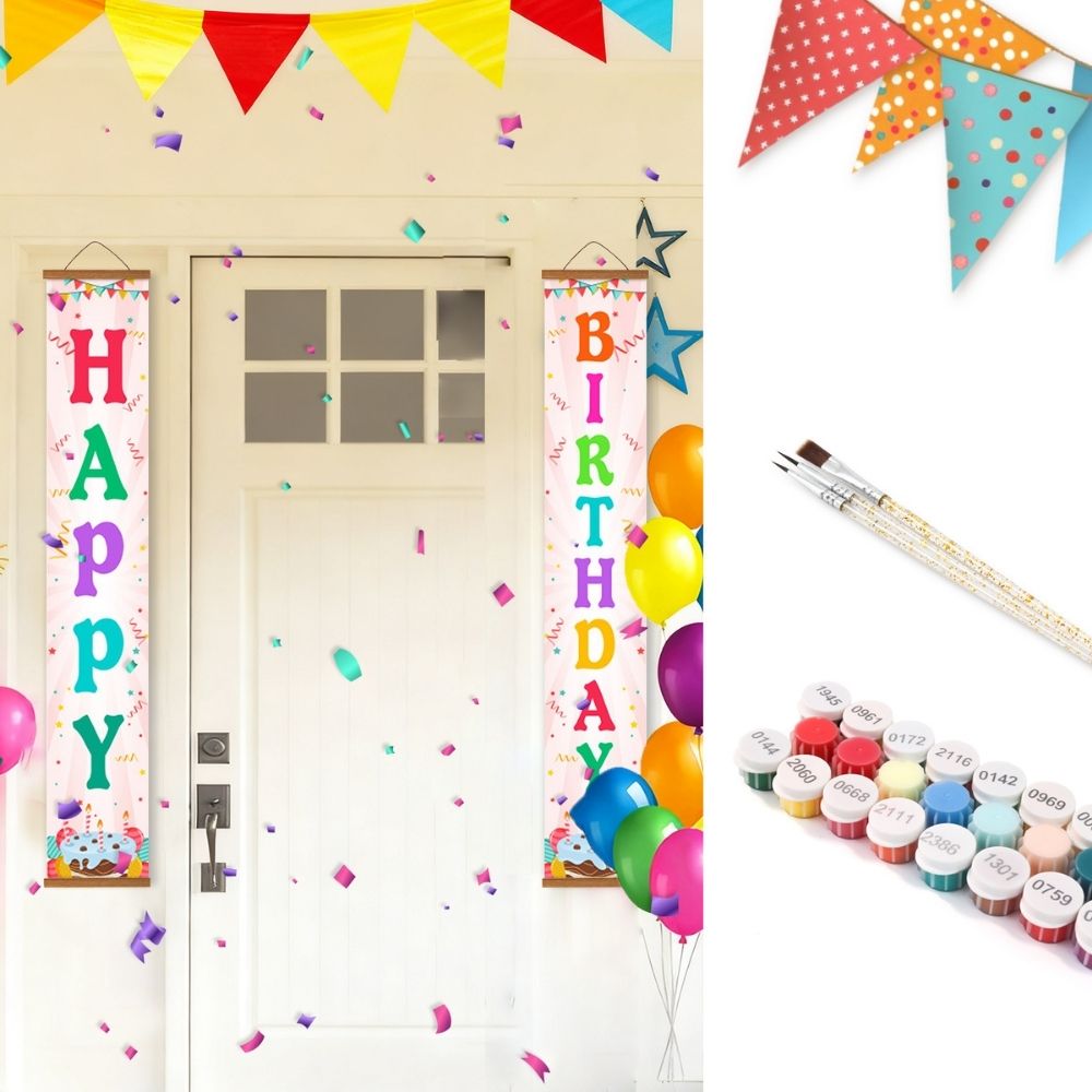 Paint by Numbers Front Door Hanging Banners - Celebration Bunting Figured'Art