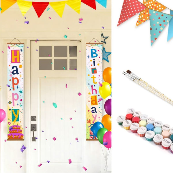 Paint by Numbers Front Door Hanging Banners - Festive Flags Figured'Art