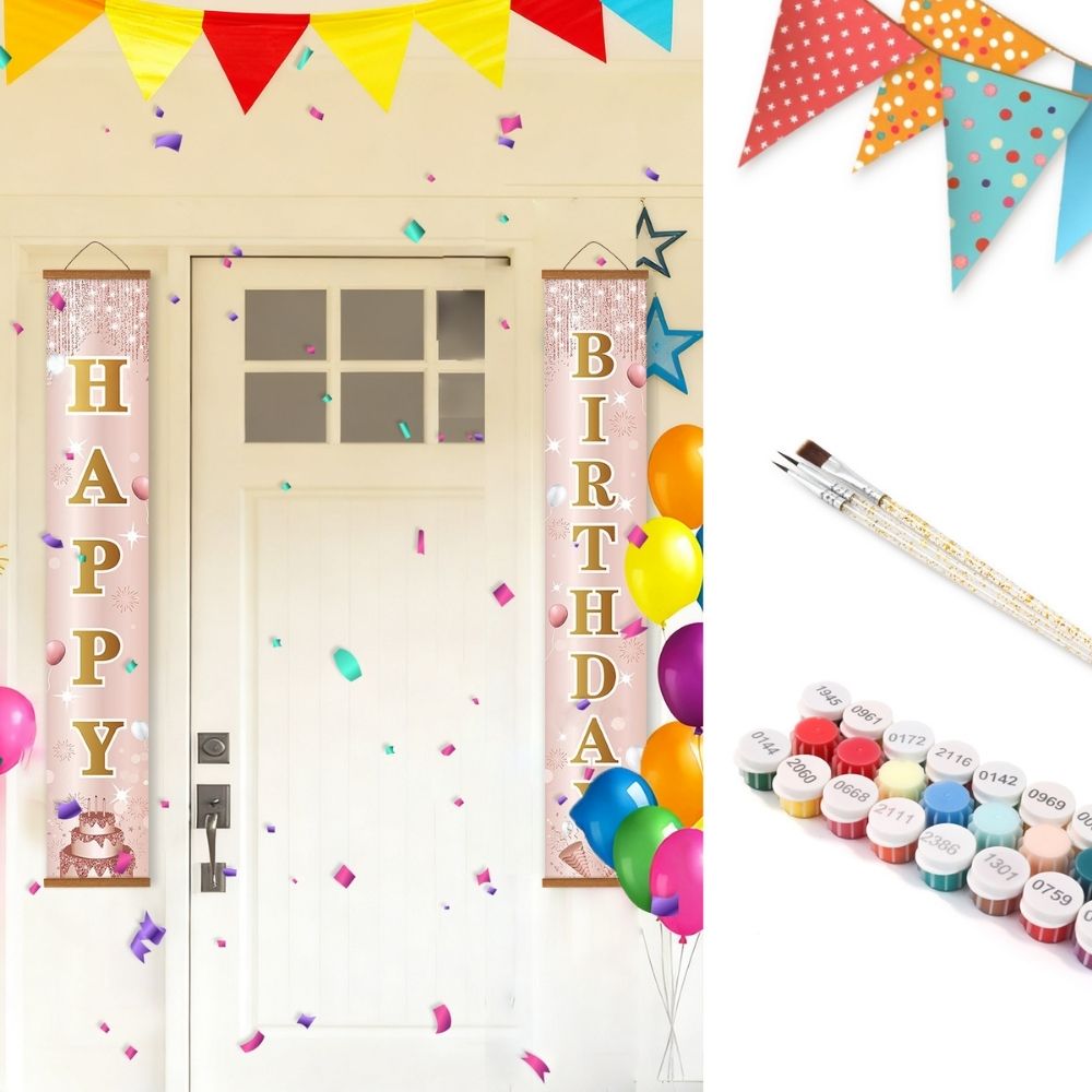 Paint by Numbers Front Door Hanging Banners - Confetti Festoon Figured'Art