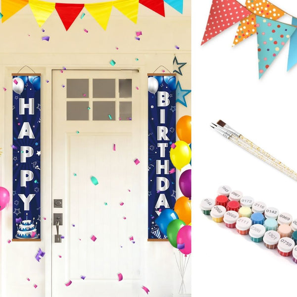 Paint by Numbers Front Door Hanging Banners - Birthday Garland Figured'Art