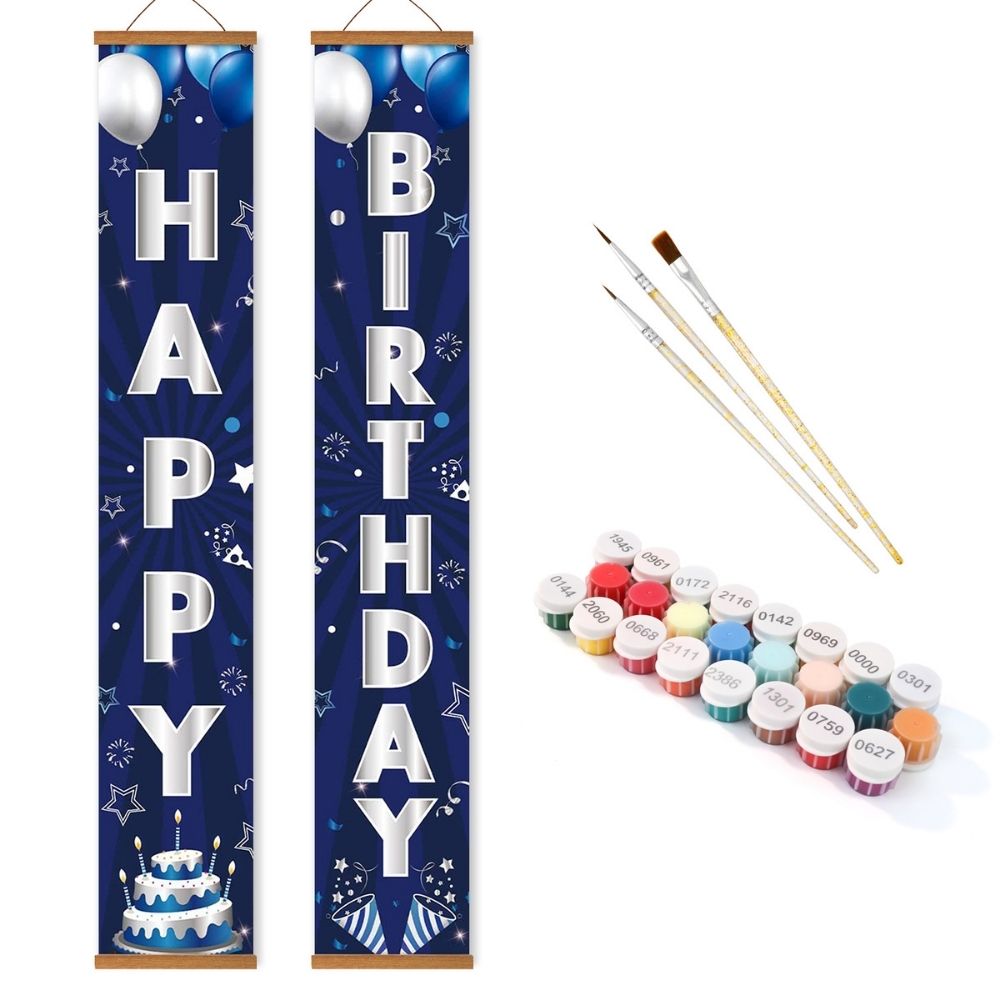 Paint by Numbers Front Door Hanging Banners - Birthday Garland