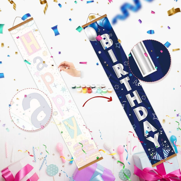 Paint by Numbers Front Door Hanging Banners - Birthday Garland