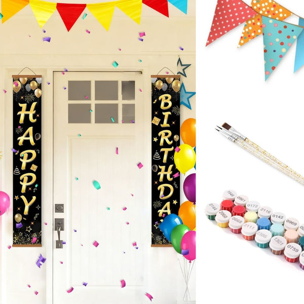 Paint by Numbers Front Door Hanging Banners - Party Flags Figured'Art
