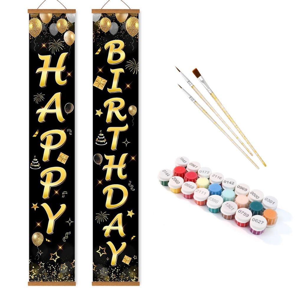 Paint by Numbers Front Door Hanging Banners - Party Flags
