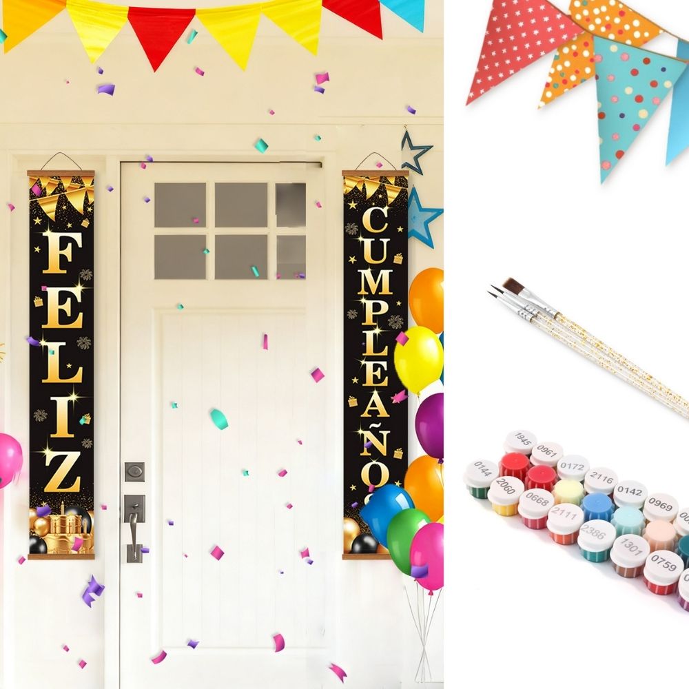 Paint by Numbers Front Door Hanging Banners - Birthday Bunting Figured'Art
