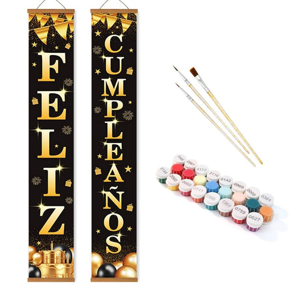 Paint by Numbers Front Door Hanging Banners - Birthday Bunting