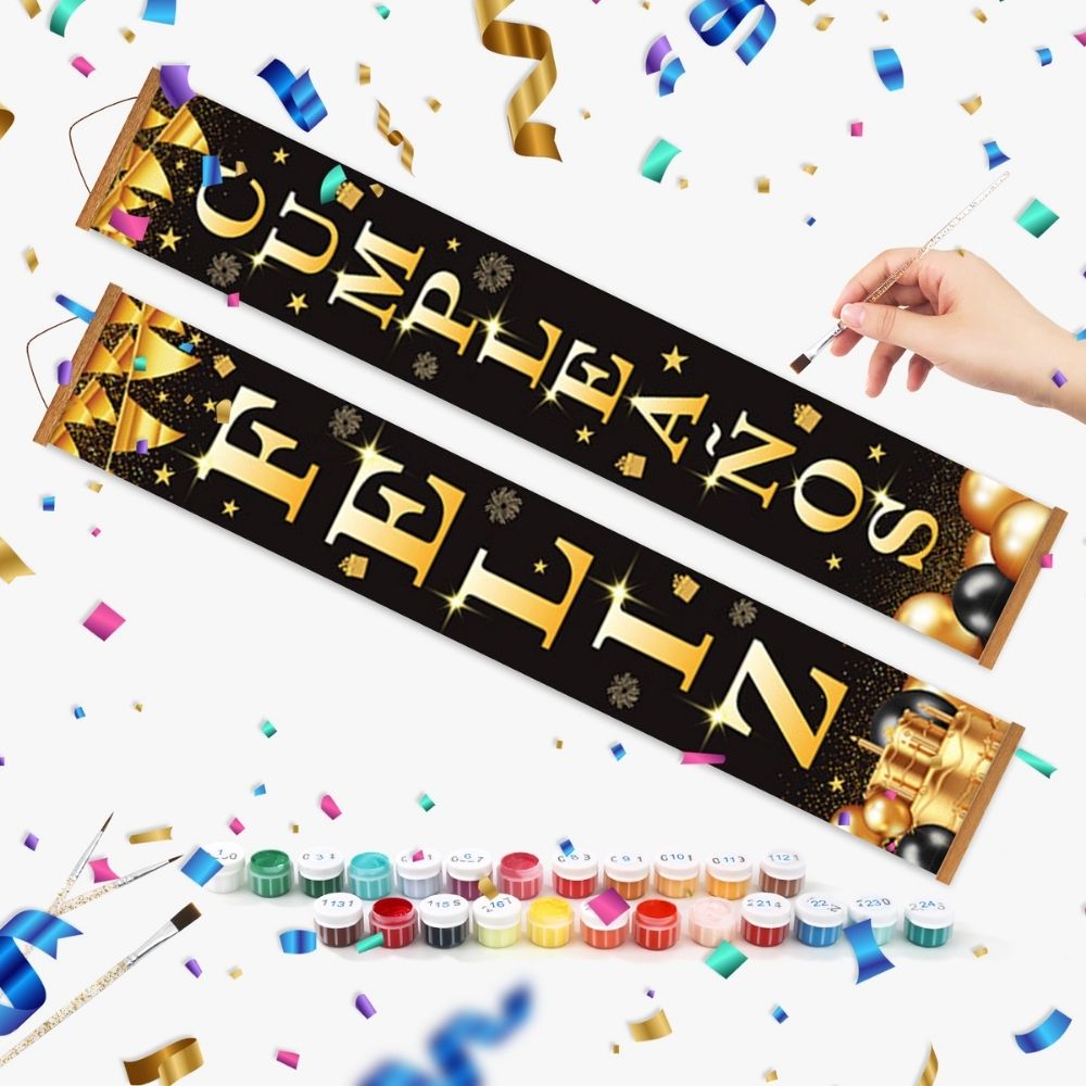 Paint by Numbers Front Door Hanging Banners - Birthday Bunting