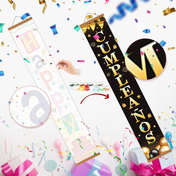 Paint by Numbers Front Door Hanging Banners - Birthday Bunting